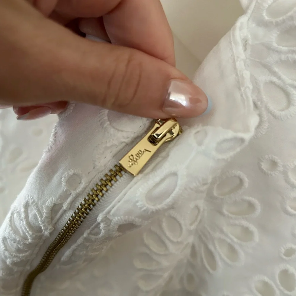 Lilly Pulitzer White Pinwheel Eyelet Shelli Cotton Dress Size 8 - Picture 10 of 10